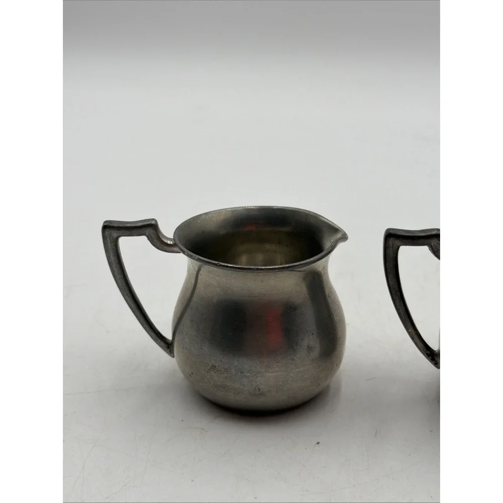 Antique/Vintage Old English Genuine Pewter Creamer and Sugar Bowl